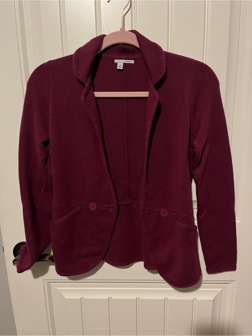 Halogen Burgundy Open-Front Knit Blazer